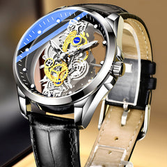 Double-Sided Transparent Glass Hollow-Out Men's Watch - Waterproof - Luminous - Quartz Watch