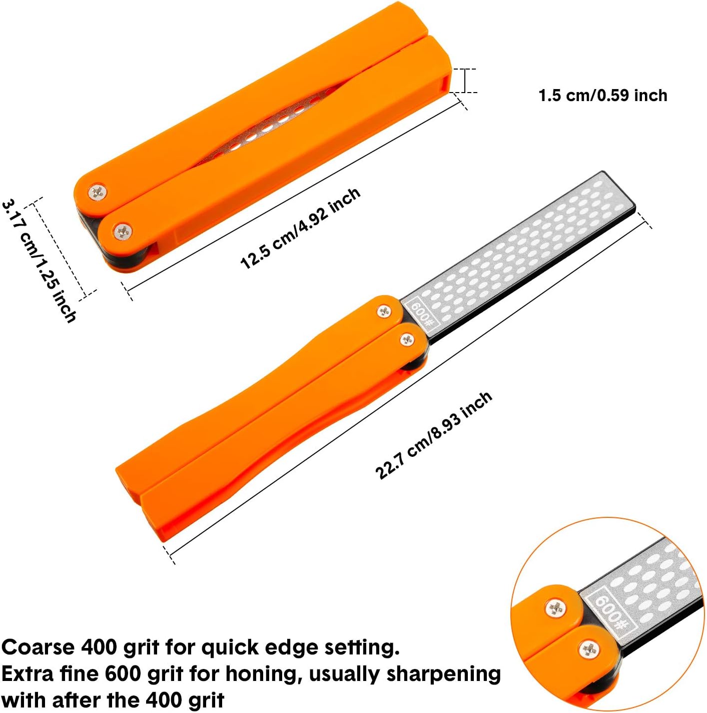 Garden Tool Diamond Sharpener 400/600 Grit Double-Sided
