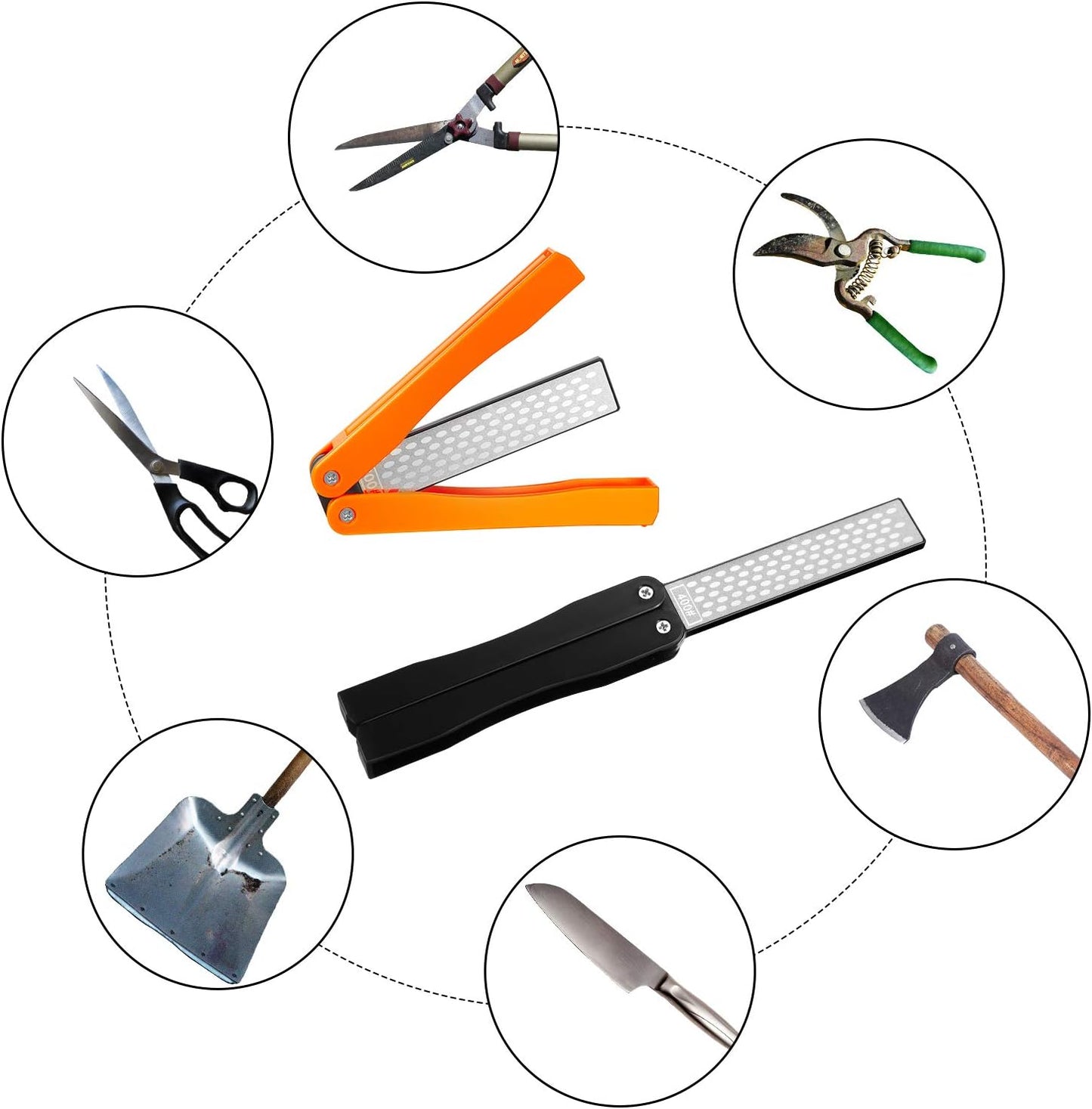 Garden Tool Diamond Sharpener 400/600 Grit Double-Sided